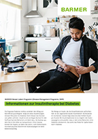 Titelbild der Broschüre: Insulintherapie bei Diabetes - ein Mann verwendet einen PEN.