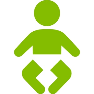 Ein Baby ist als Piktogramm abgebildet
