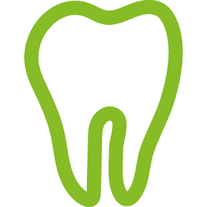 Ein Zahn ist als Piktogramm abgebildet