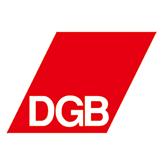 Das rote Logo des DGB, des Deutscher Gewerkschaftsbundes