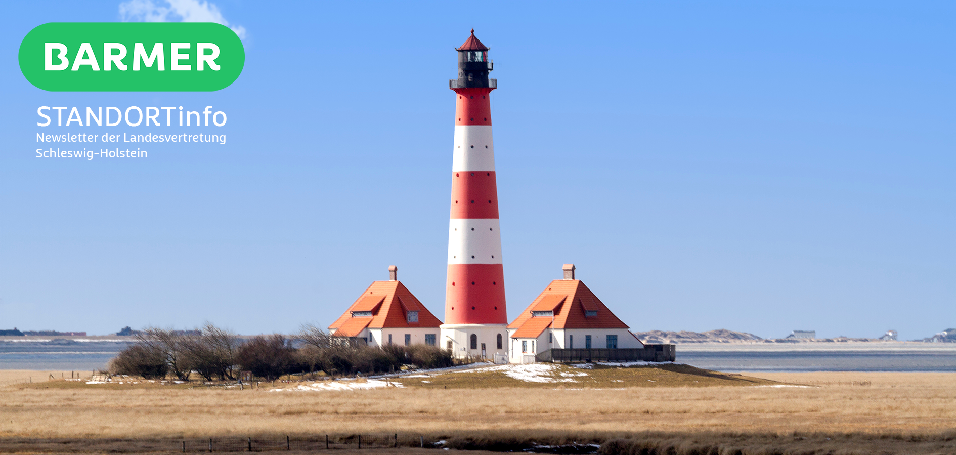 Schleswig-Holstein, Nordfriesland - Blick auf den Leuchtturm von Westerhever im Winter