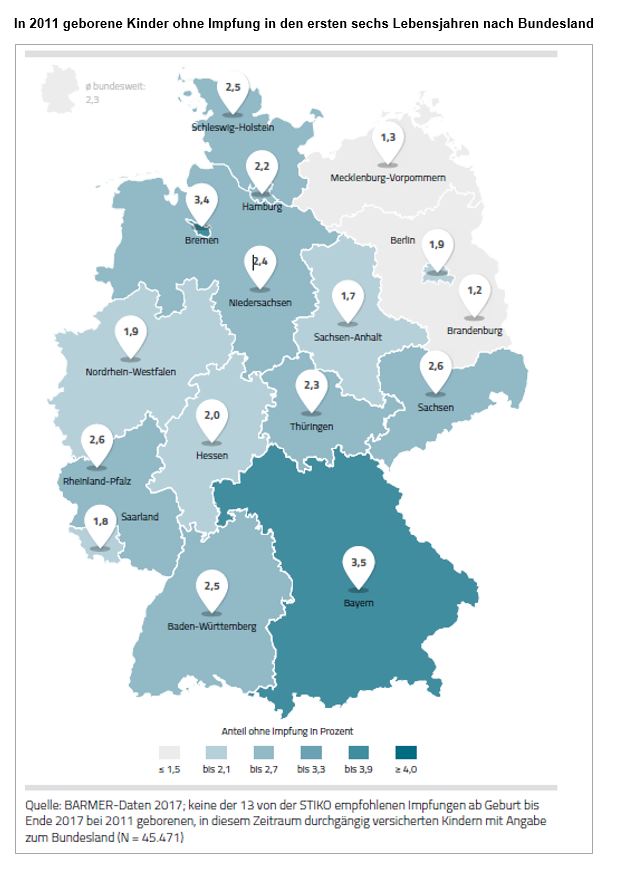 Ungeimpfte Kinder: Deutschlandkarte