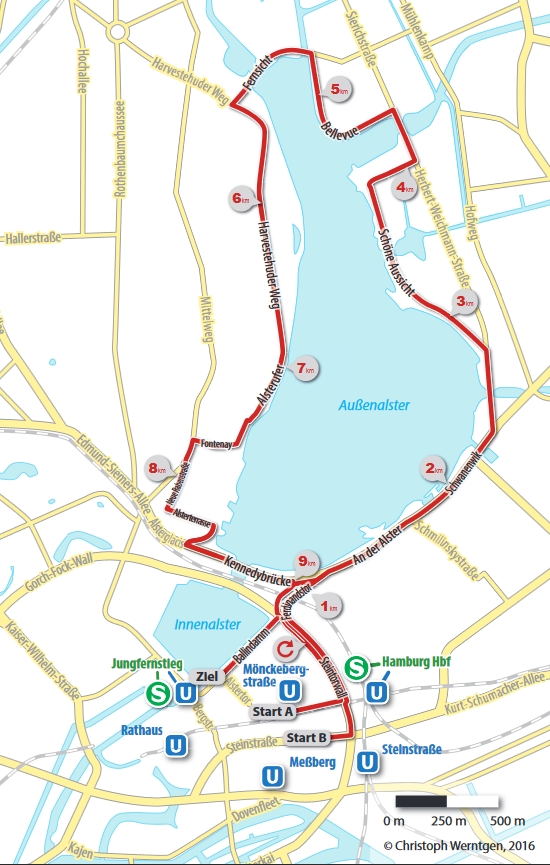 Streckenplan 27. Barmer GEK Alsterlauf