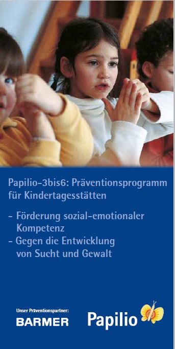 Flyer zum Programm Papilio-3bis6 "Sucht- und Gewaltprävention für Kinder"