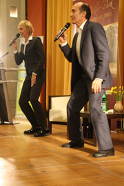 Heike Drechsler und Eberhard Gienger auf der Bühne