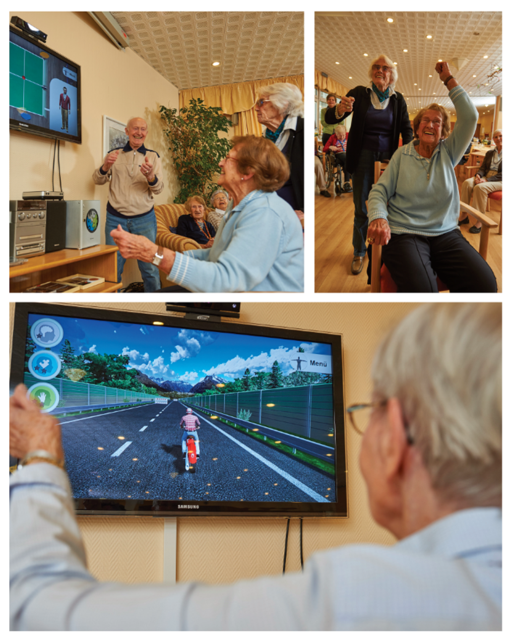 Fotocollage Senioren beim Videospielen