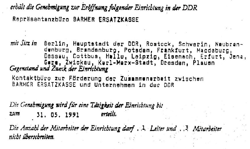 Urkunde Barmer 1990 Zulassung