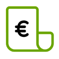 Icon Papier mit Euro-Zeichen für Kostenübersicht