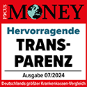 Focus-Money Testsiegel mit der Auszeichnung: Transparenz