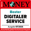 Focus-Money Testsiegel mit der Auszeichnung für digitalen Service