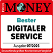 Focus-Money Testsiegel mit der Auszeichnung für digitalen Service