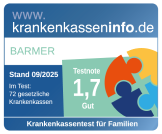 Auszeichnung Krankenkasseninfo.de: Familien Krankenkassentest Note gutAuszeichnung Krankenkasseninfo.de: Azubi Krankenkassentest Note sehr gut