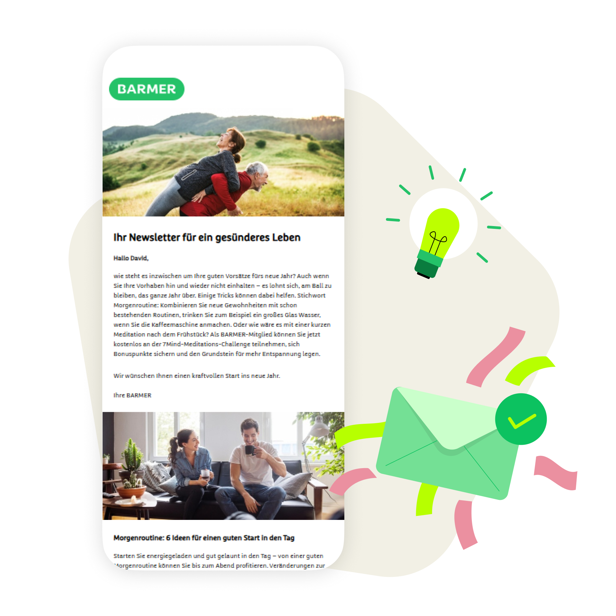 Illustration mit BARMER Newsletter