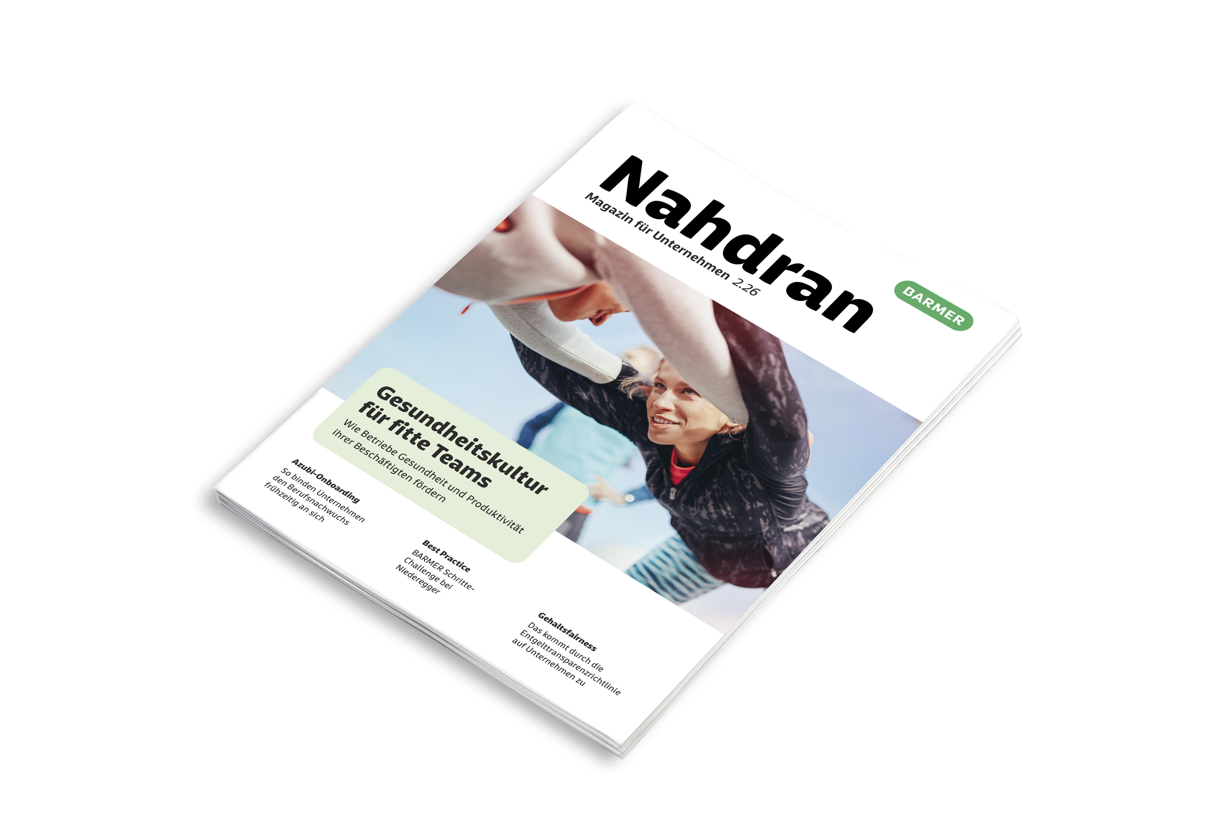 Aktuelle Ausgabe des BARMER Firmenmagazins Nahdran