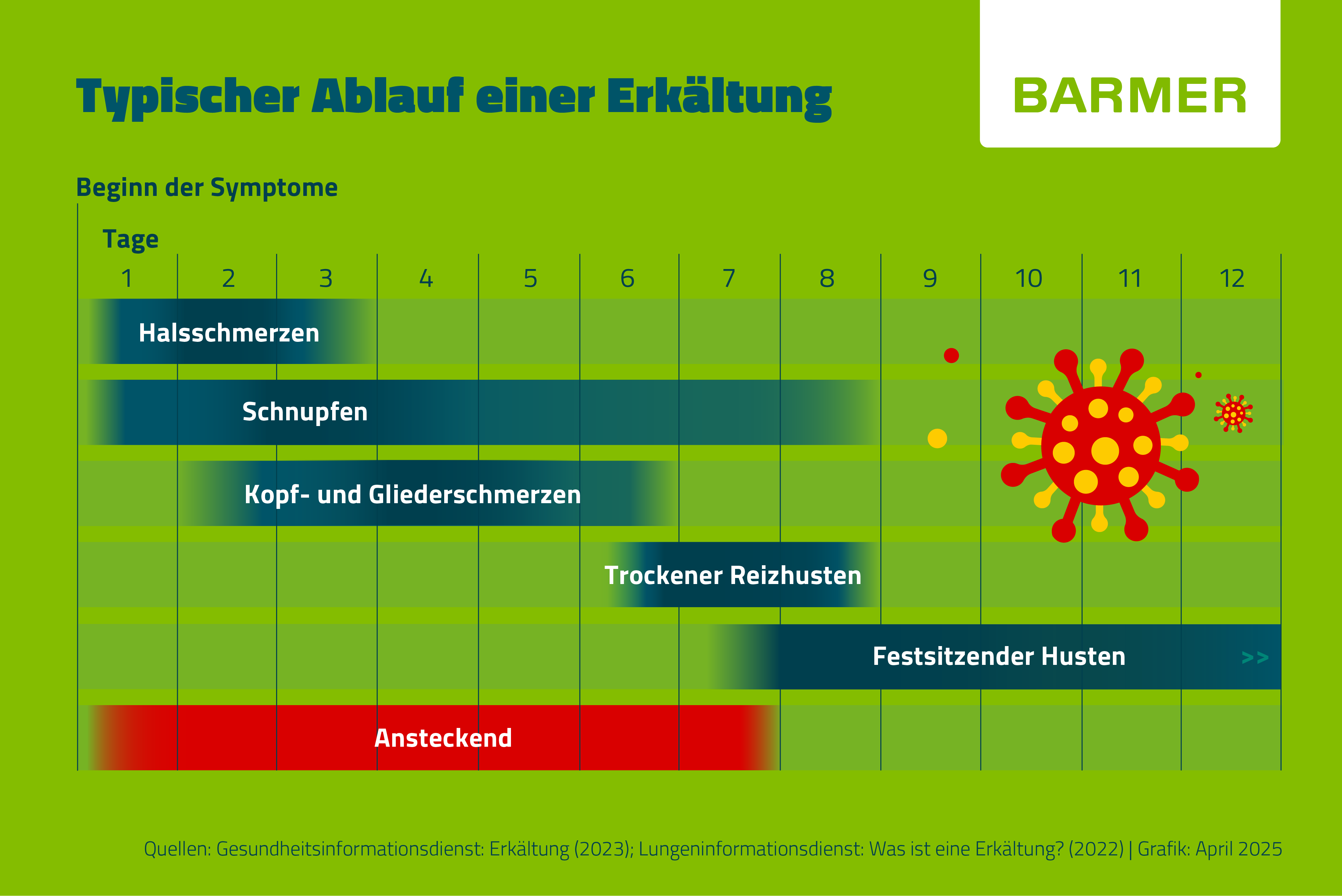 Infografik Verlauf einer Erkältung