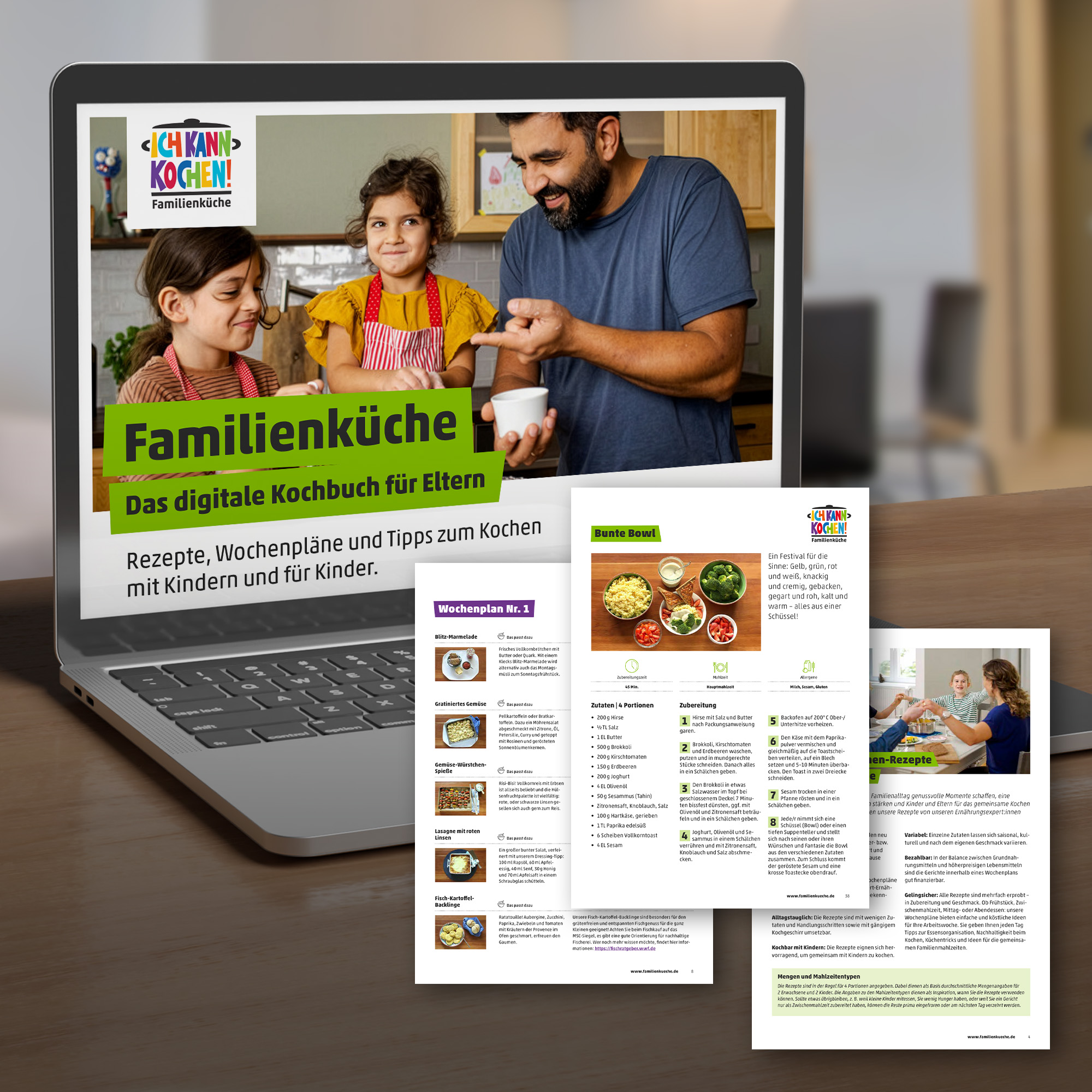 Cover und Rezepte Familienküche-Kochbuch