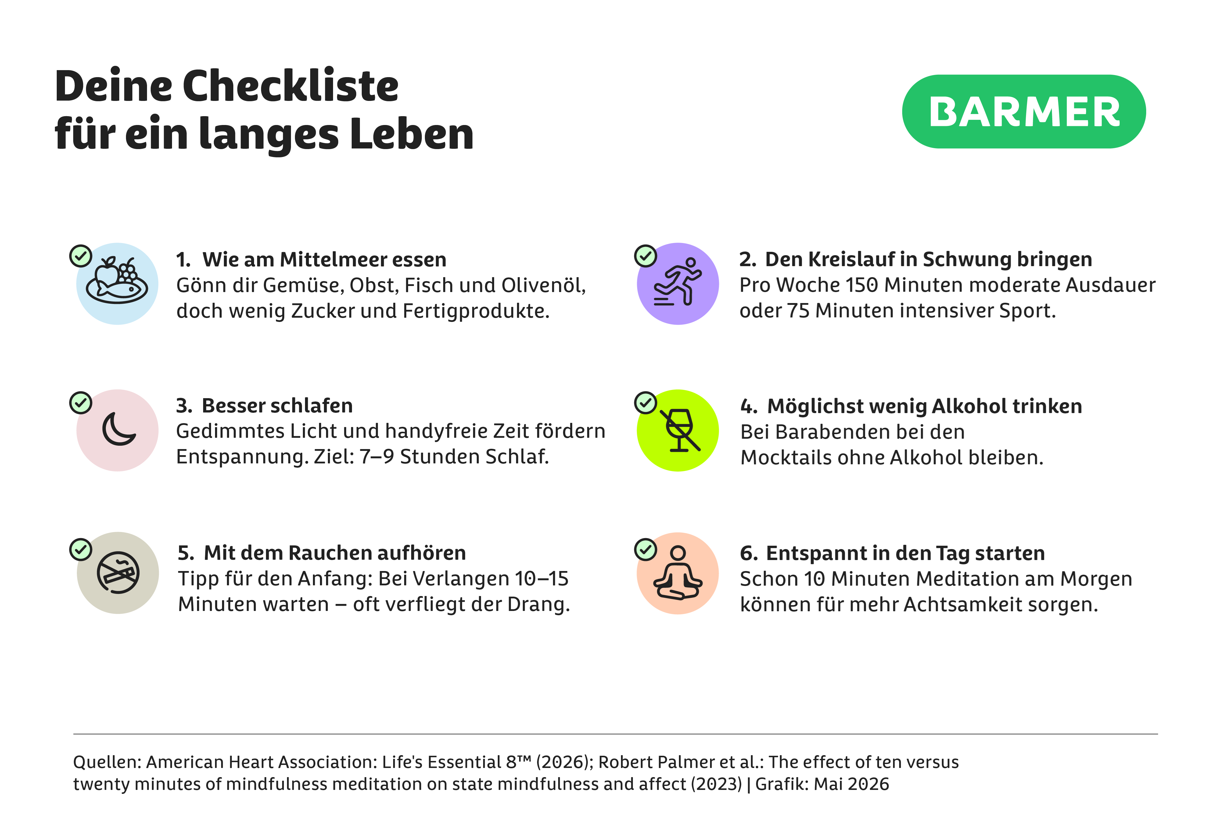 Longevity: Deine Checkliste für einen gesunden Lebensstil
