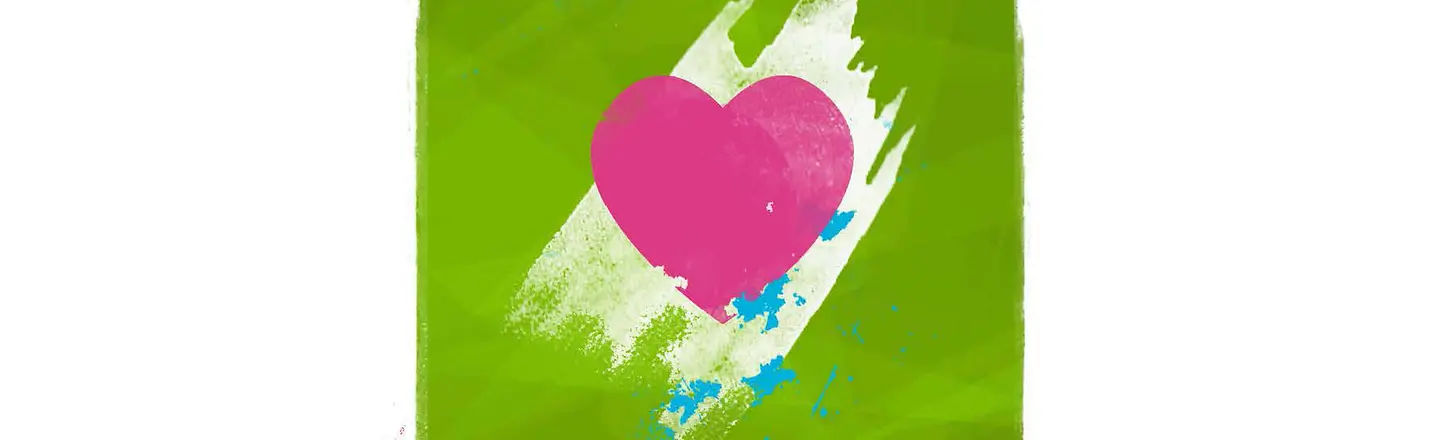 Pinkes Herz vor grünem Hintergrund
