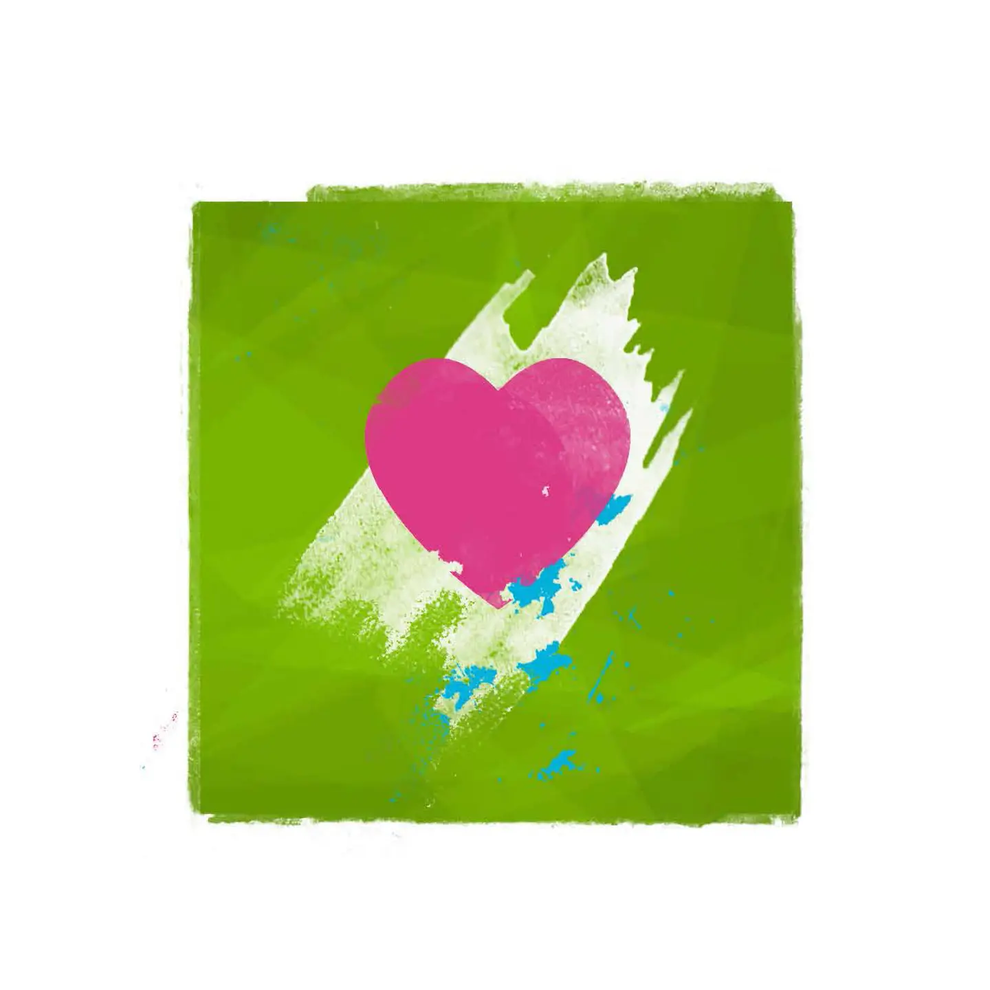 Pinkes Herz vor grünem Hintergrund