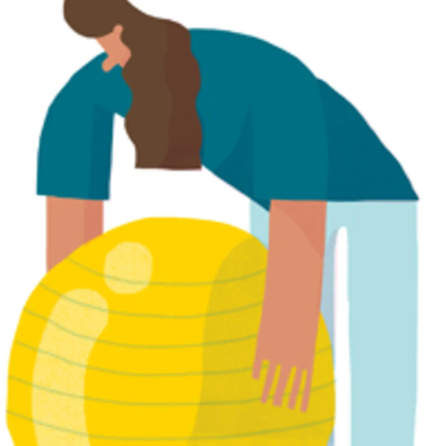 Illustration: Eine Frau hebt einen großen gelben Gymnastik-Ball an.