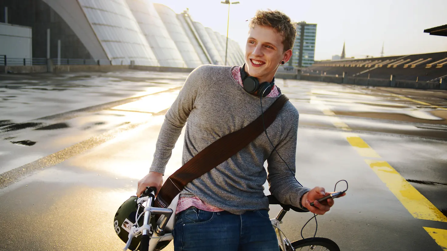 Young man with a bike