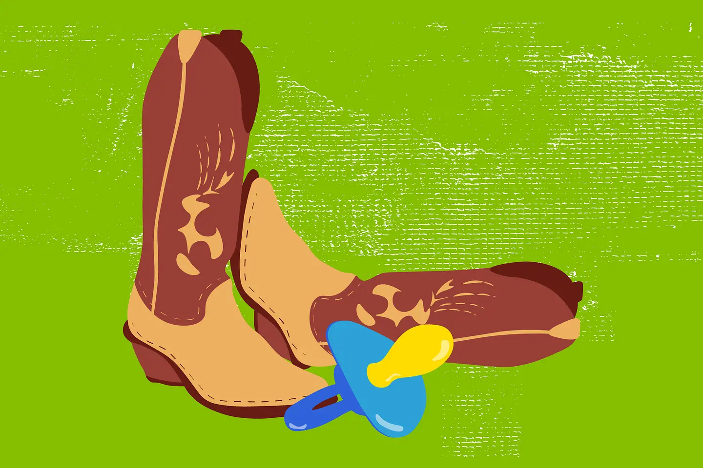 Illustration Cowboystiefel und Schnuller
