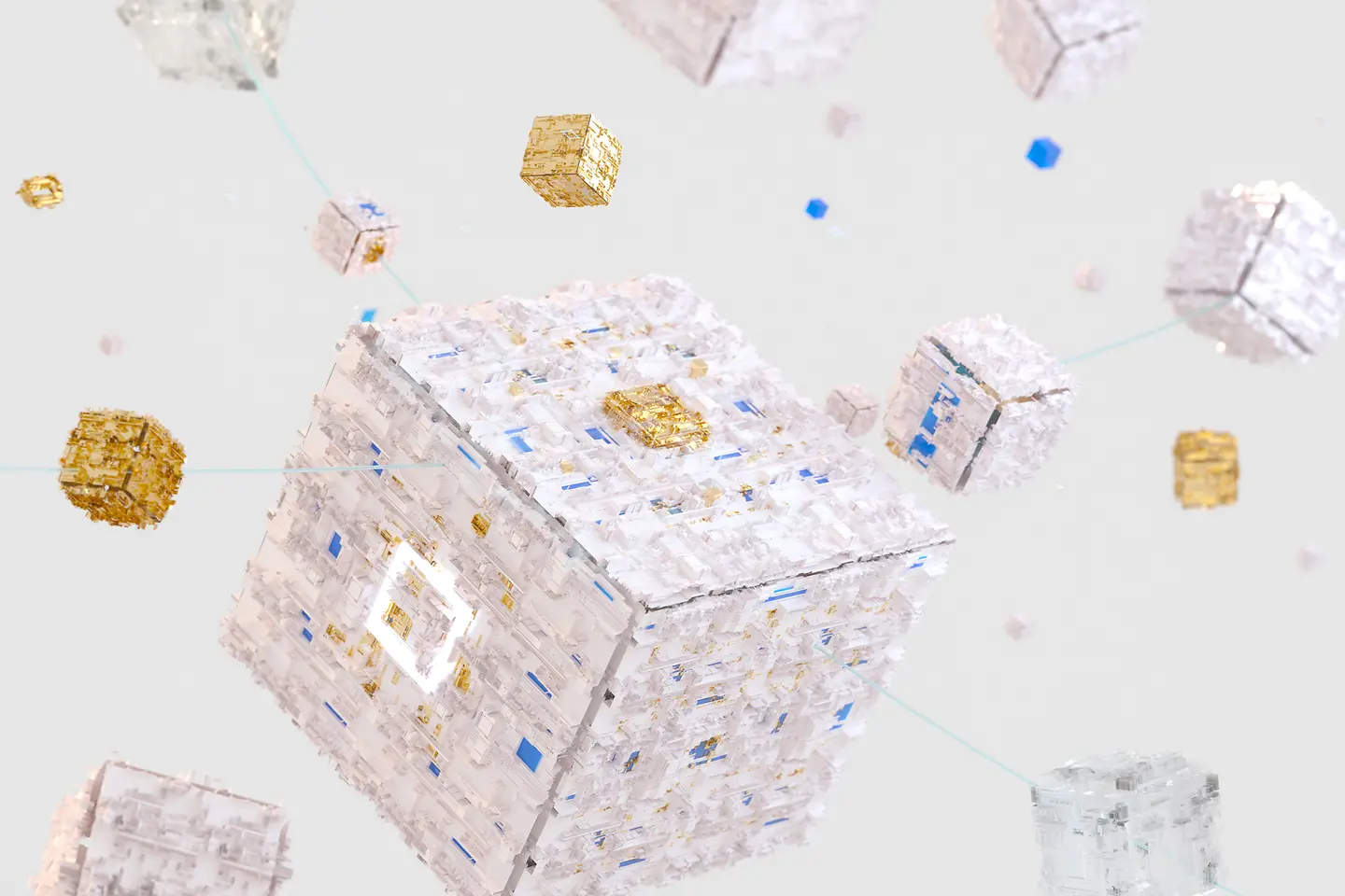 Stilisierte Darstellung eines würfelförmigen Datenservers