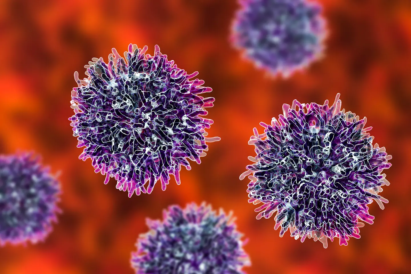 Stilisierte Darstellung von Schilddrüsenkrebszellen