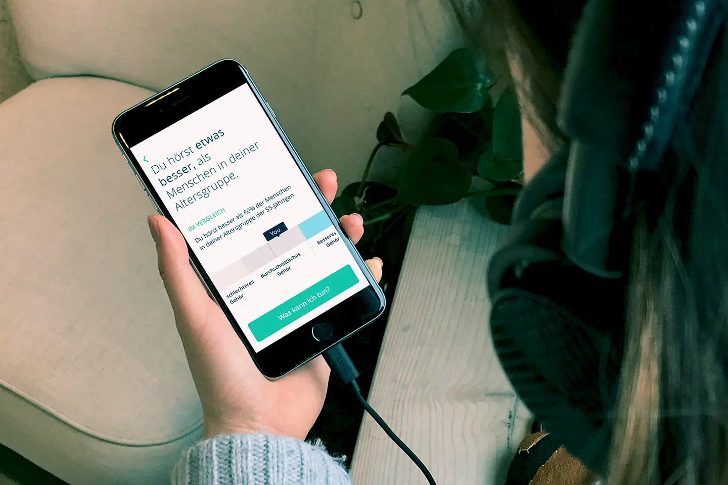 Handy mit dem Mimi Hörtest App