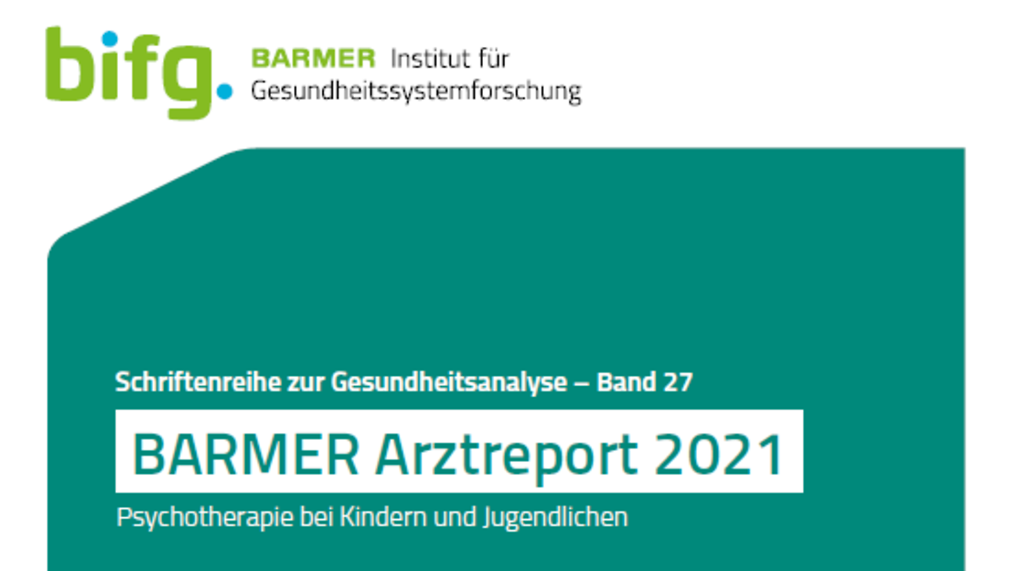 Das Bild zeigt das Deckblatt des Barmer Arztreports 2021.