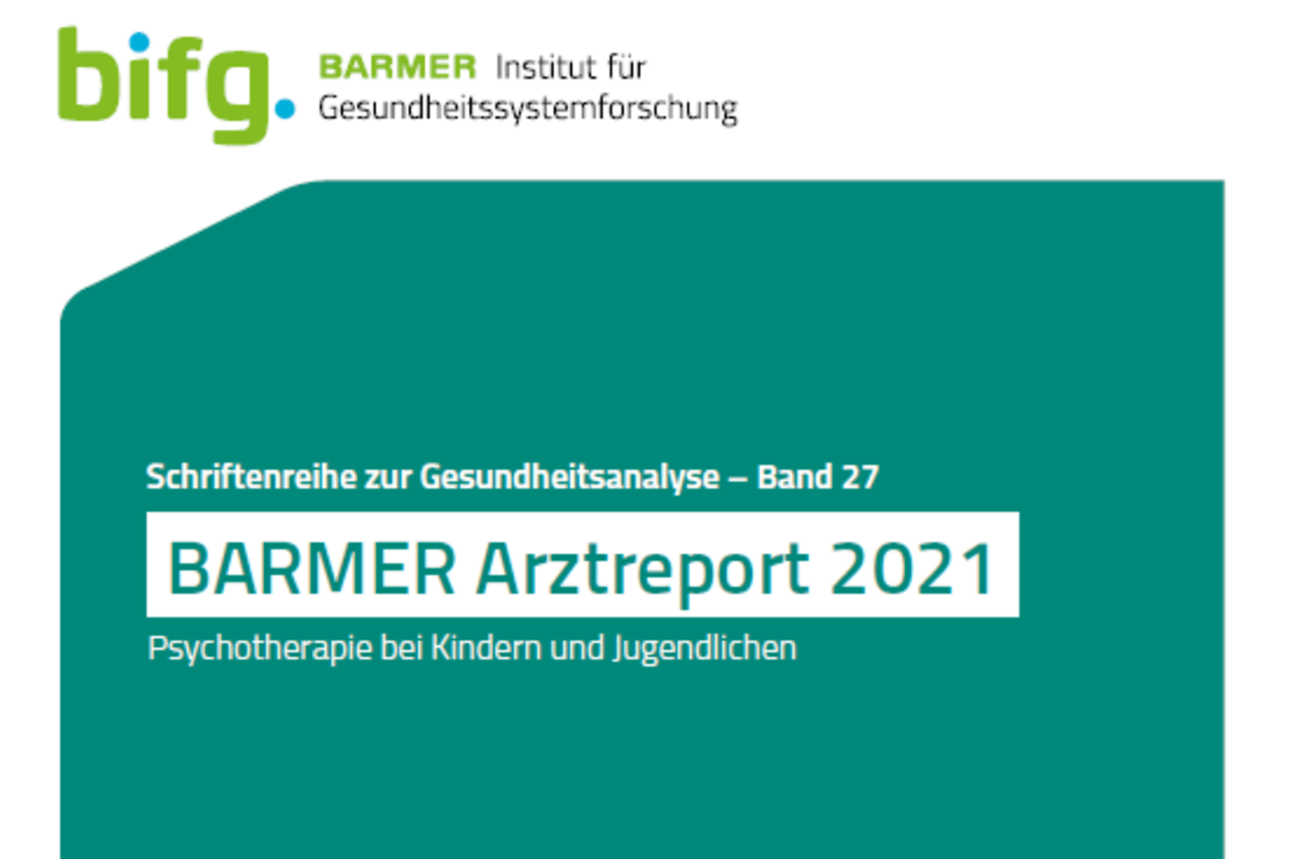 Das Bild zeigt das Deckblatt des Barmer Arztreports 2021.