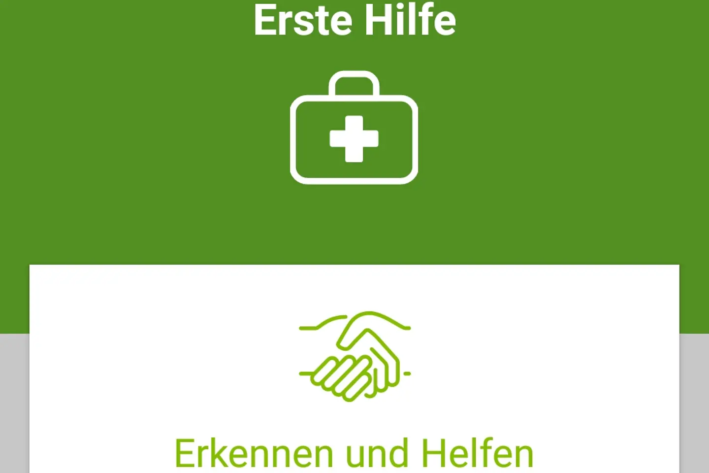 Blick auf die Barmer Erste Hilfe Notfall-App