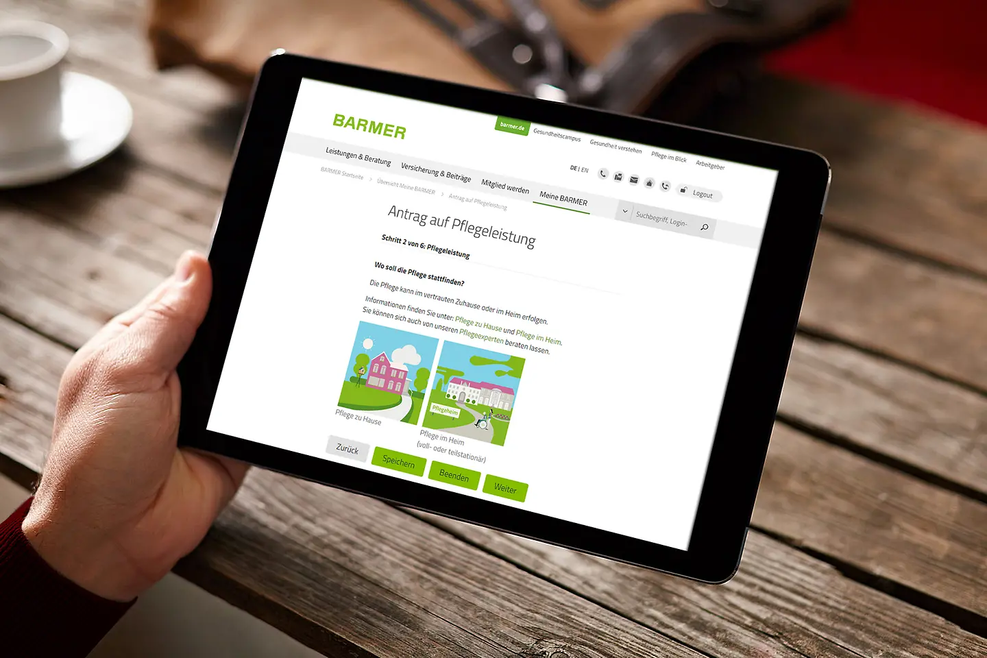 Online Ansicht eines Pflegeantrages