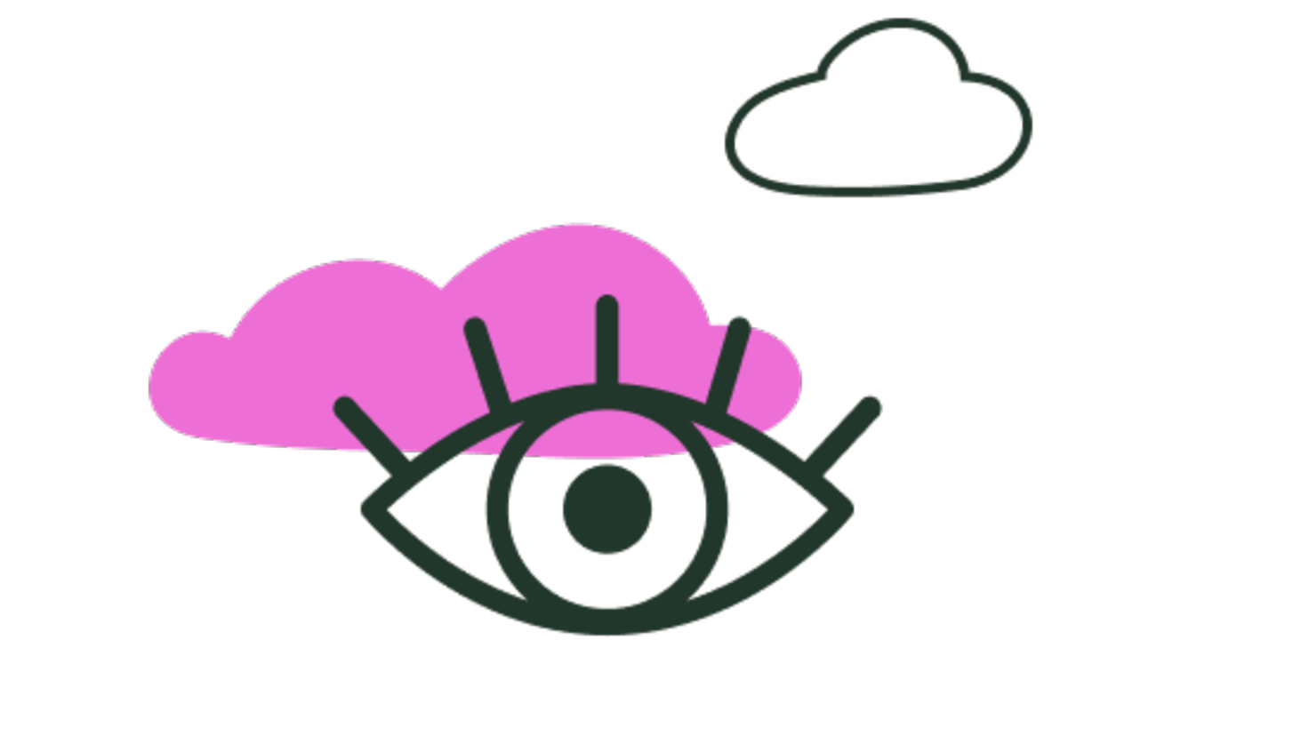 Illustration eines Auges mit einer rosa Wolke