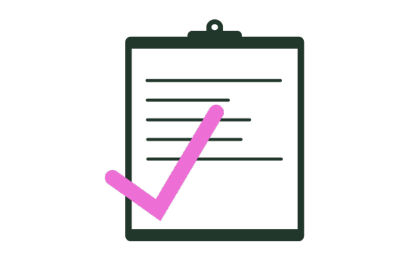 Illustration eines Klemmbretts mit einem rosa Haken