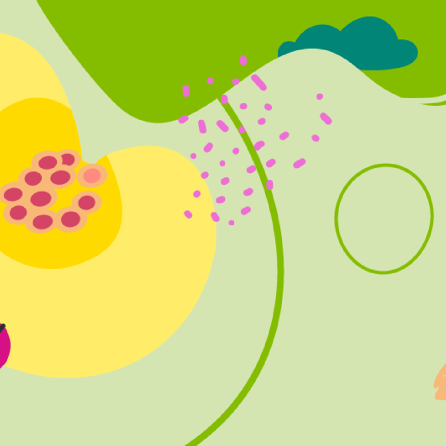 Illustration einer befruchteten Eizelle und einer jungen Frau, die die Hand auf den Bauch legt