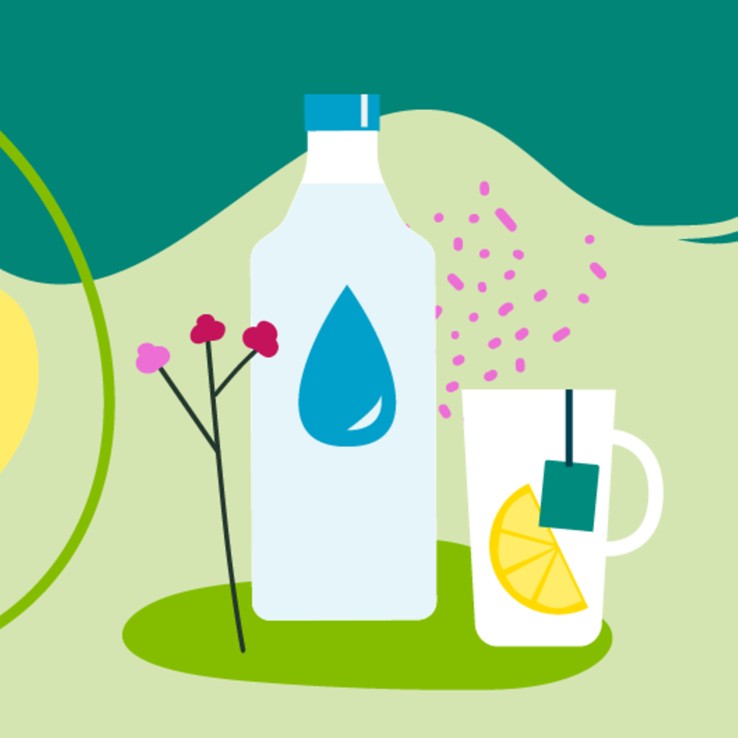 Illustration eines Embryos und einer jungen schwangeren Frau, die die Hand auf den Bauch legt in der 8.SSW