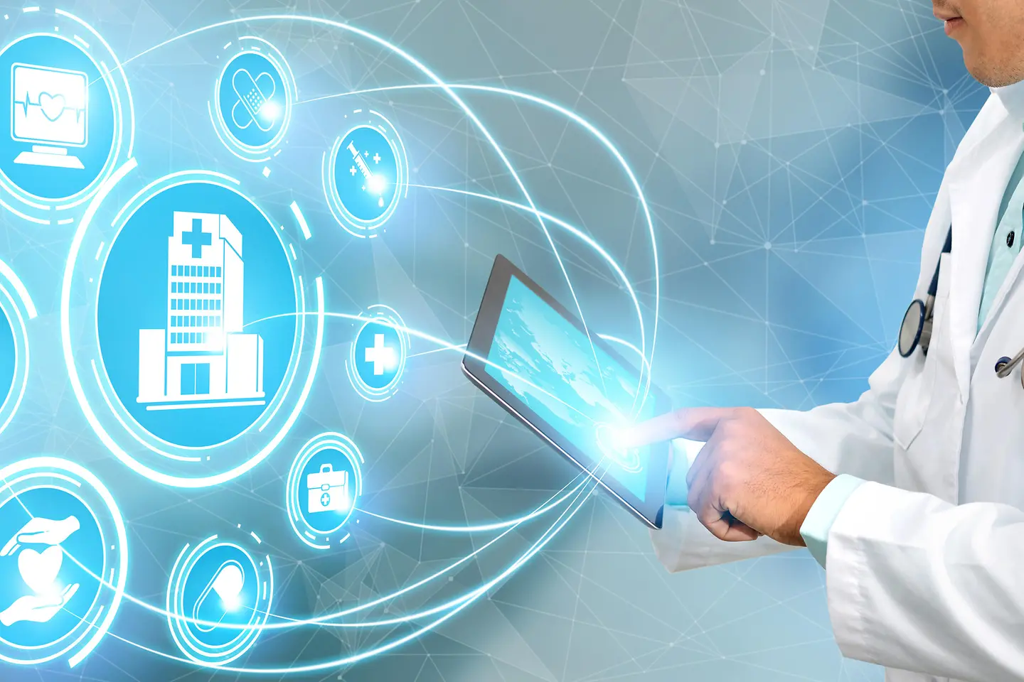 Arzt mit Tablet / Illustration Digitalisierung