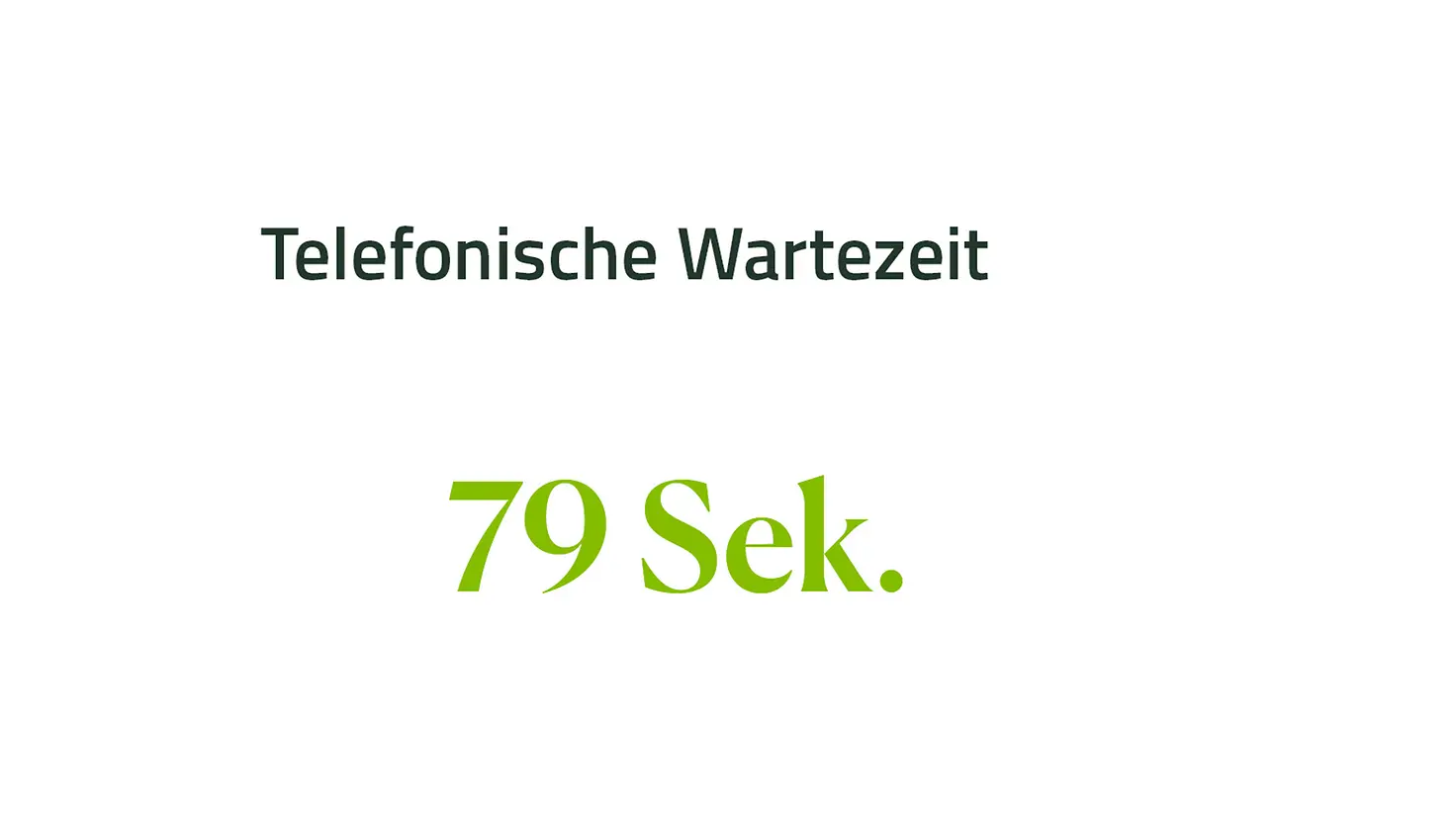 Grafik mit 79 Sekunden für die Telefonische Wartezeit im Bereich Service und Kundenzufriedenheit