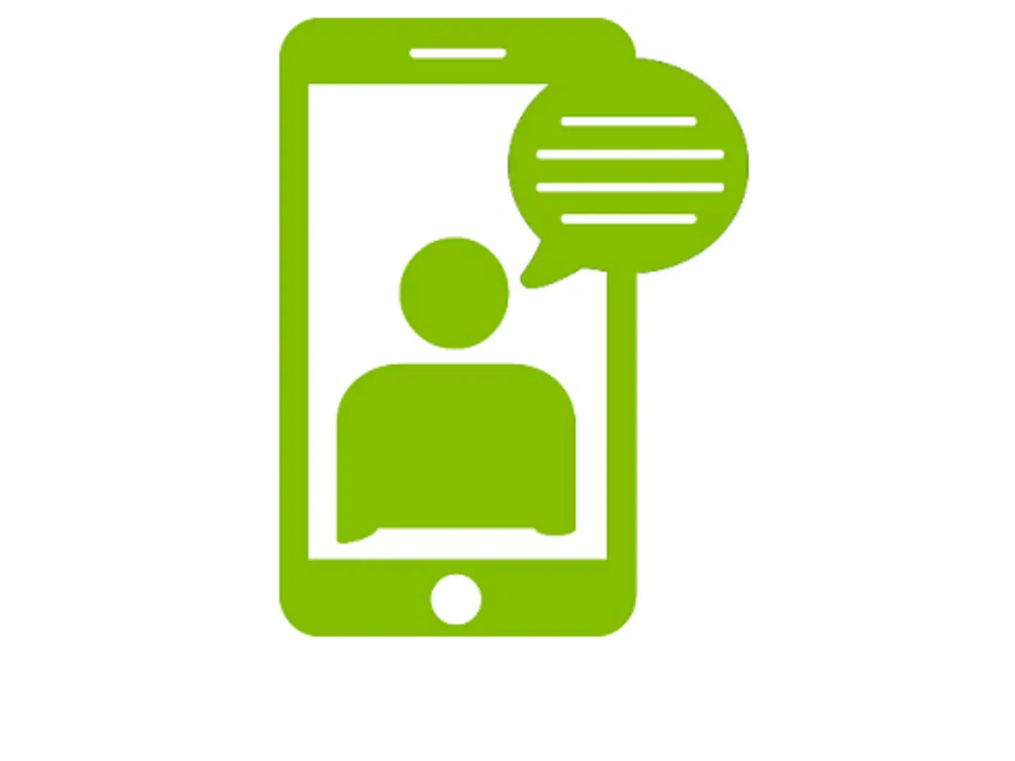 Ein offener Chat im Handy ist als Piktogramm abgebildet.
