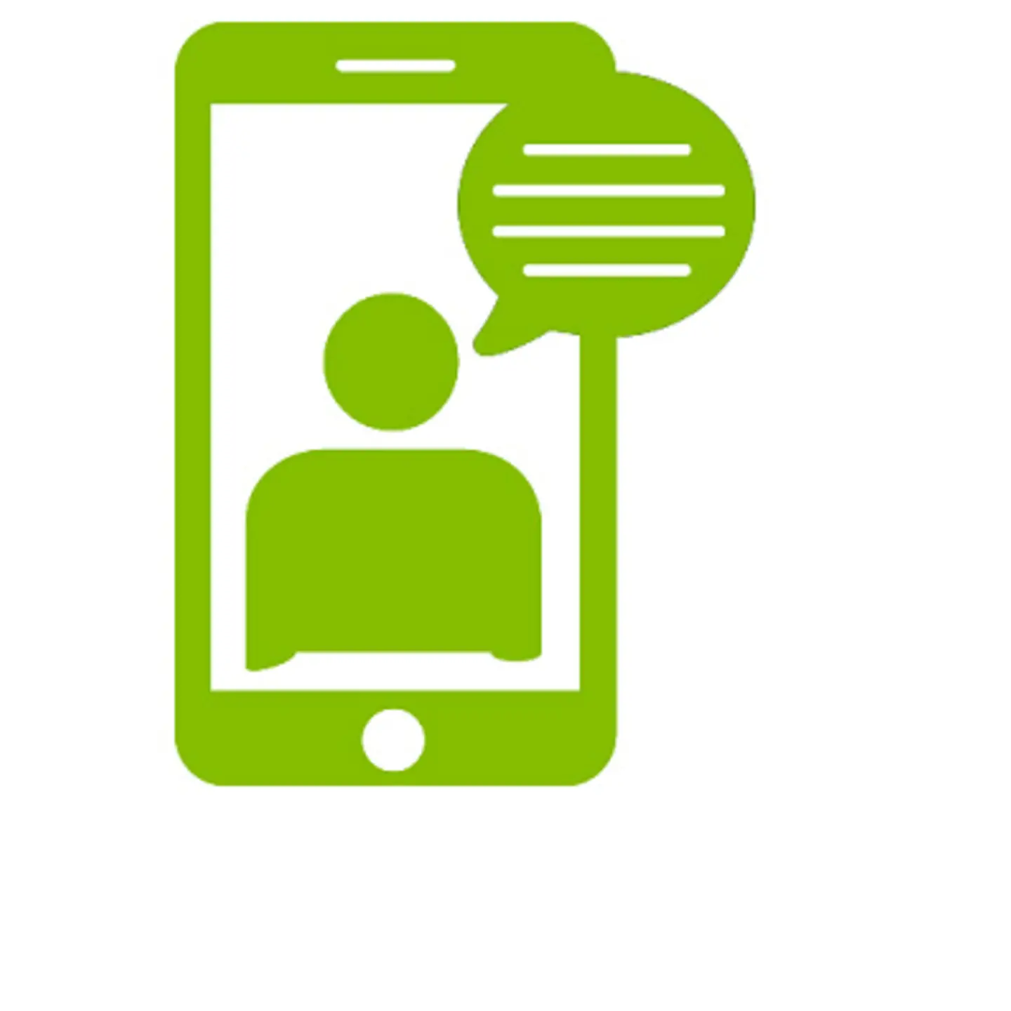 Ein offener Chat im Handy ist als Piktogramm abgebildet.