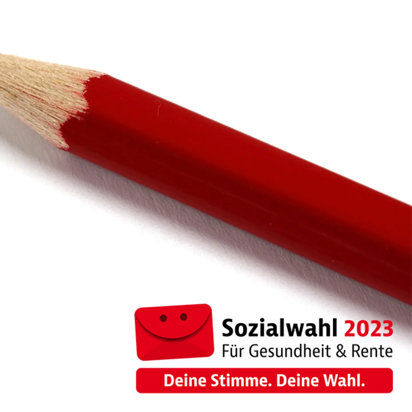 Zu sehen ist ein roter Stift mit Wahlkreuz in Kreis