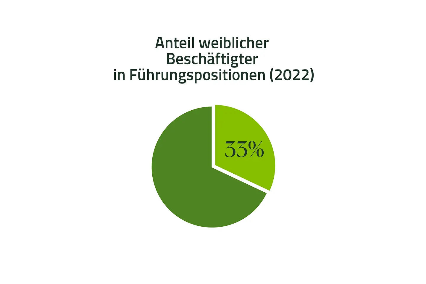 Infografik: 33 Prozent Anteil weiblicher Führungskräfte im Jahr 2022