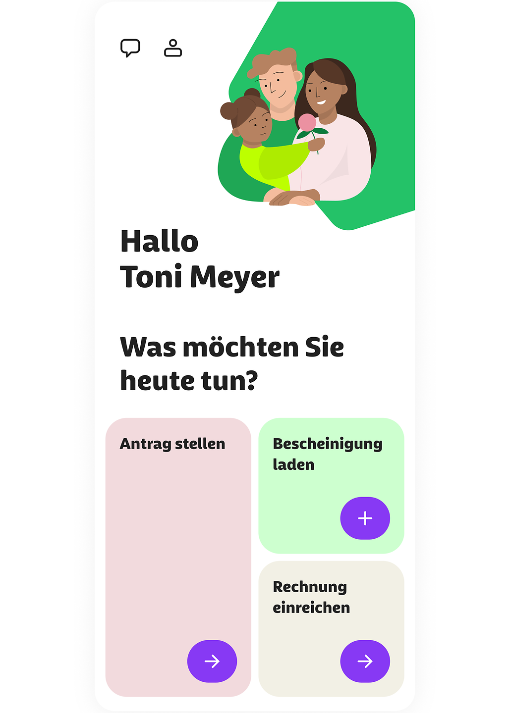 Zu sehen ist ein Screenshot mit dem Schriftzug Willkommen in der Barmer-App