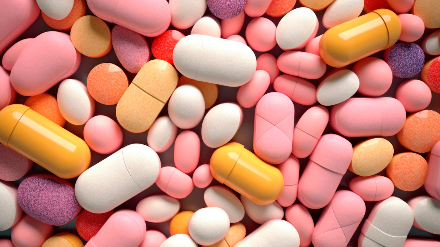 Zu sehen sind viele Tabletten unterschiedlicher Farbe und Beschaffenheit