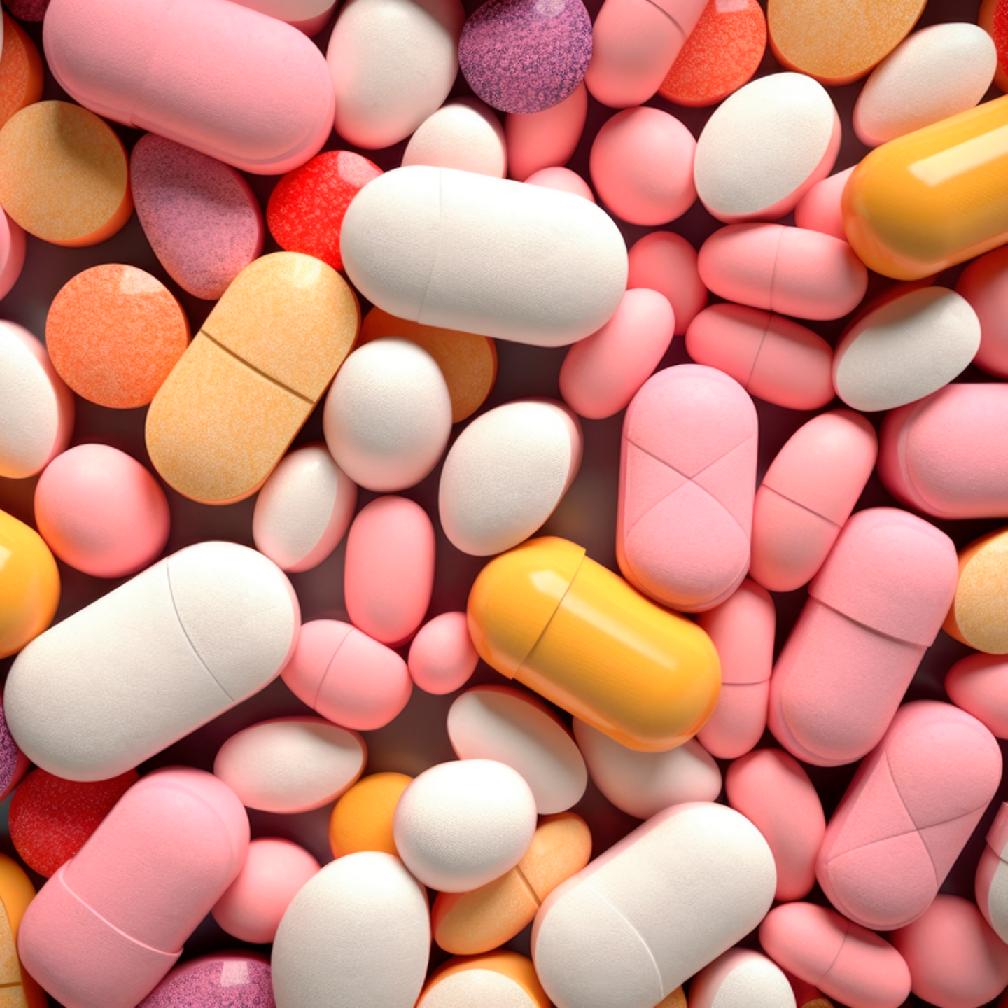 Zu sehen sind viele Tabletten unterschiedlicher Farbe und Beschaffenheit