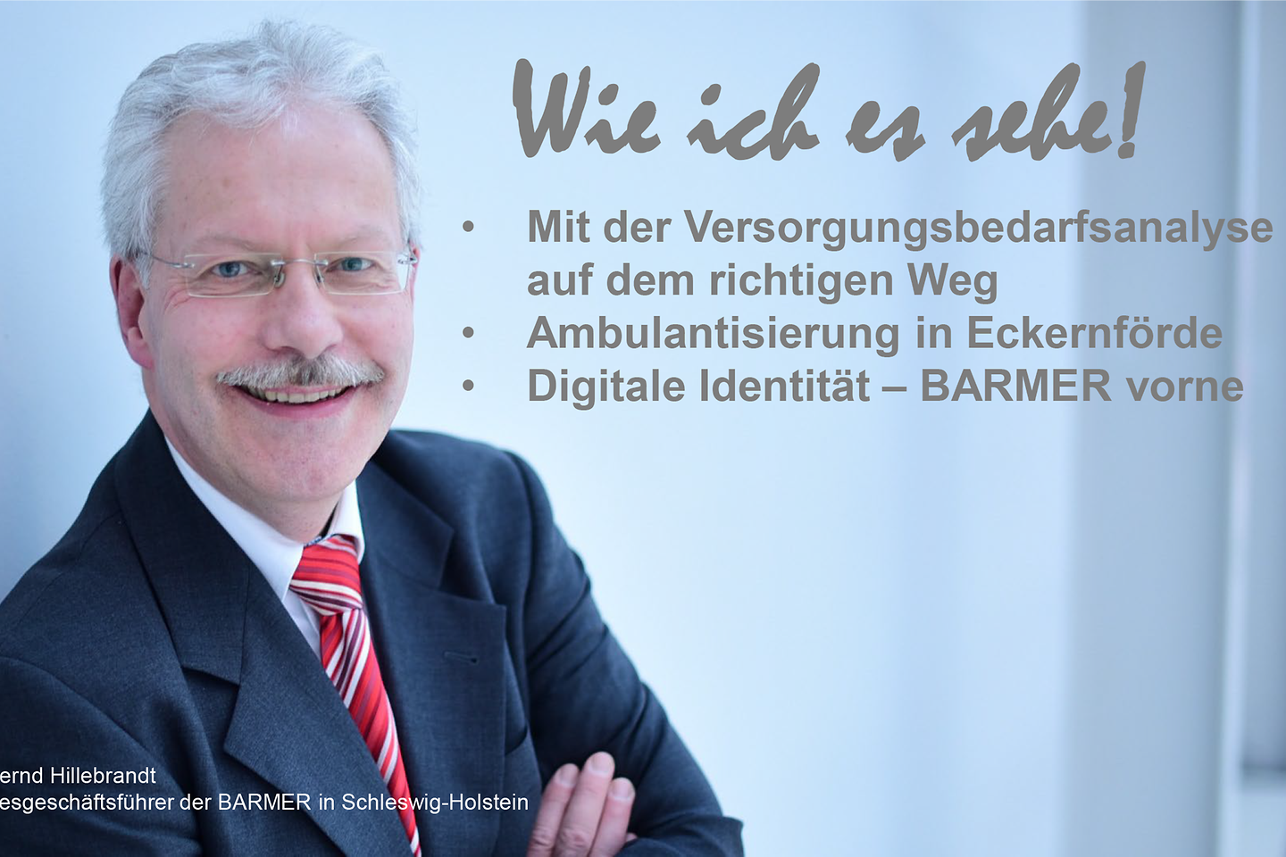 Dr. Hillebrandt - Rubrik wie ich es sehe - zu den Themen Krankenhaus-Versorgungsbedarfsanalyse, Ambulantisierung in Eckernförde und Digitale Identität