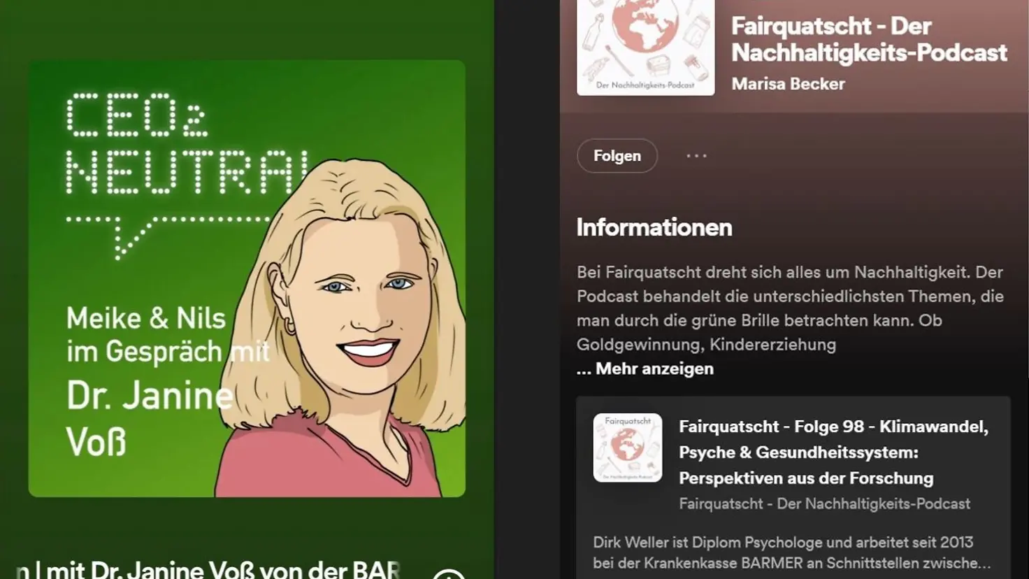Man sieht zwei Screenshot-Ausschnitte: von CEO2-Neutral (Janine Voß) und von Fairquatscht (Dirk Weller)