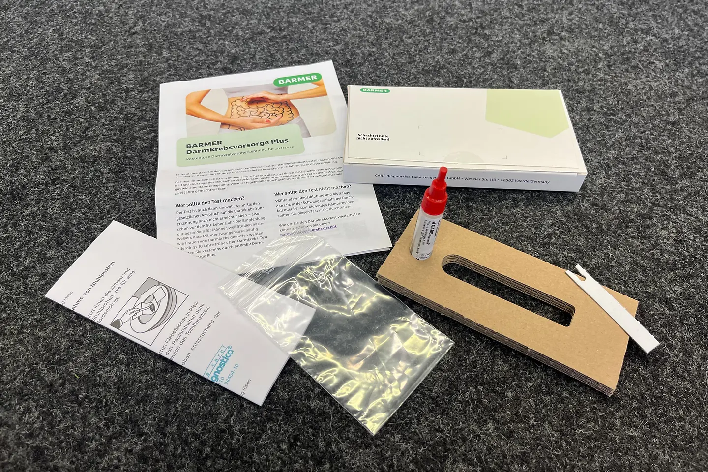 Testkit der BARMER zur Früherkennung von Darmkrebs