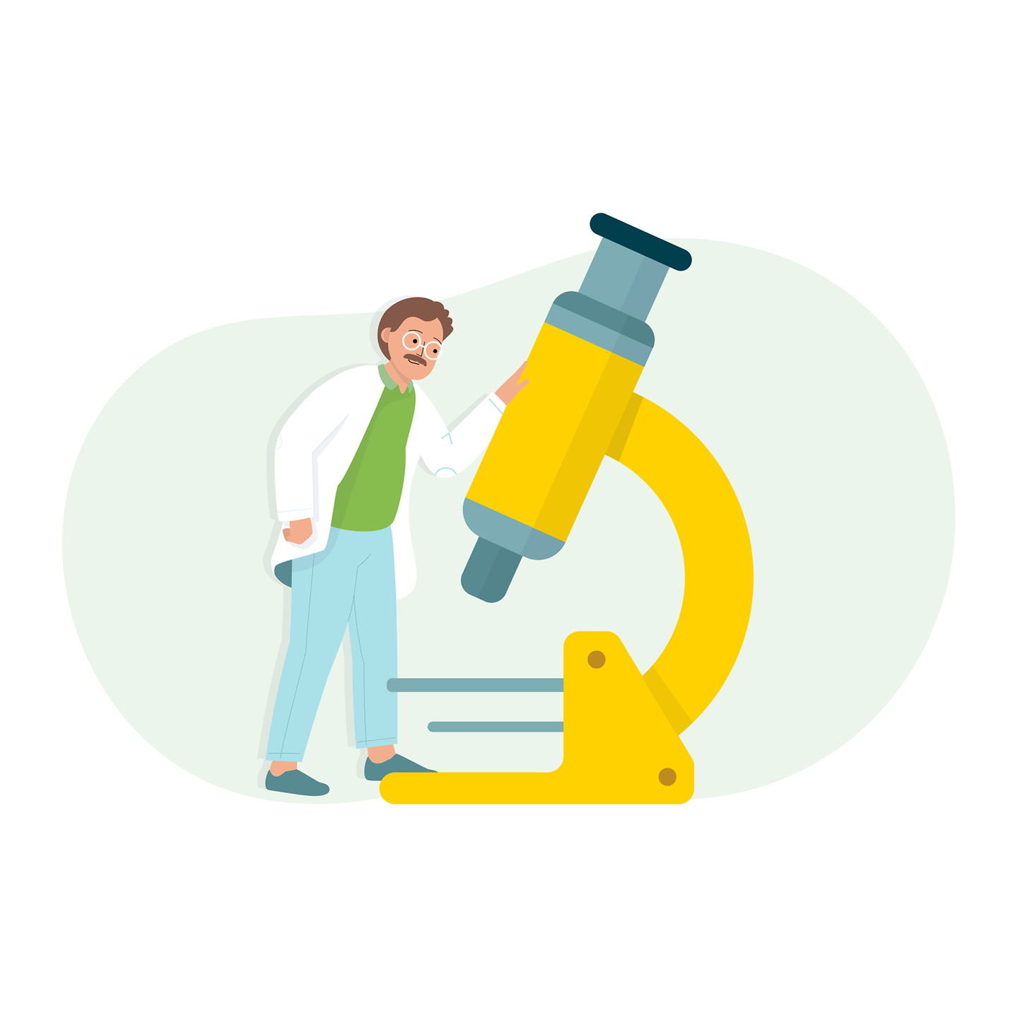 Illustration Mann mit Mikroskop